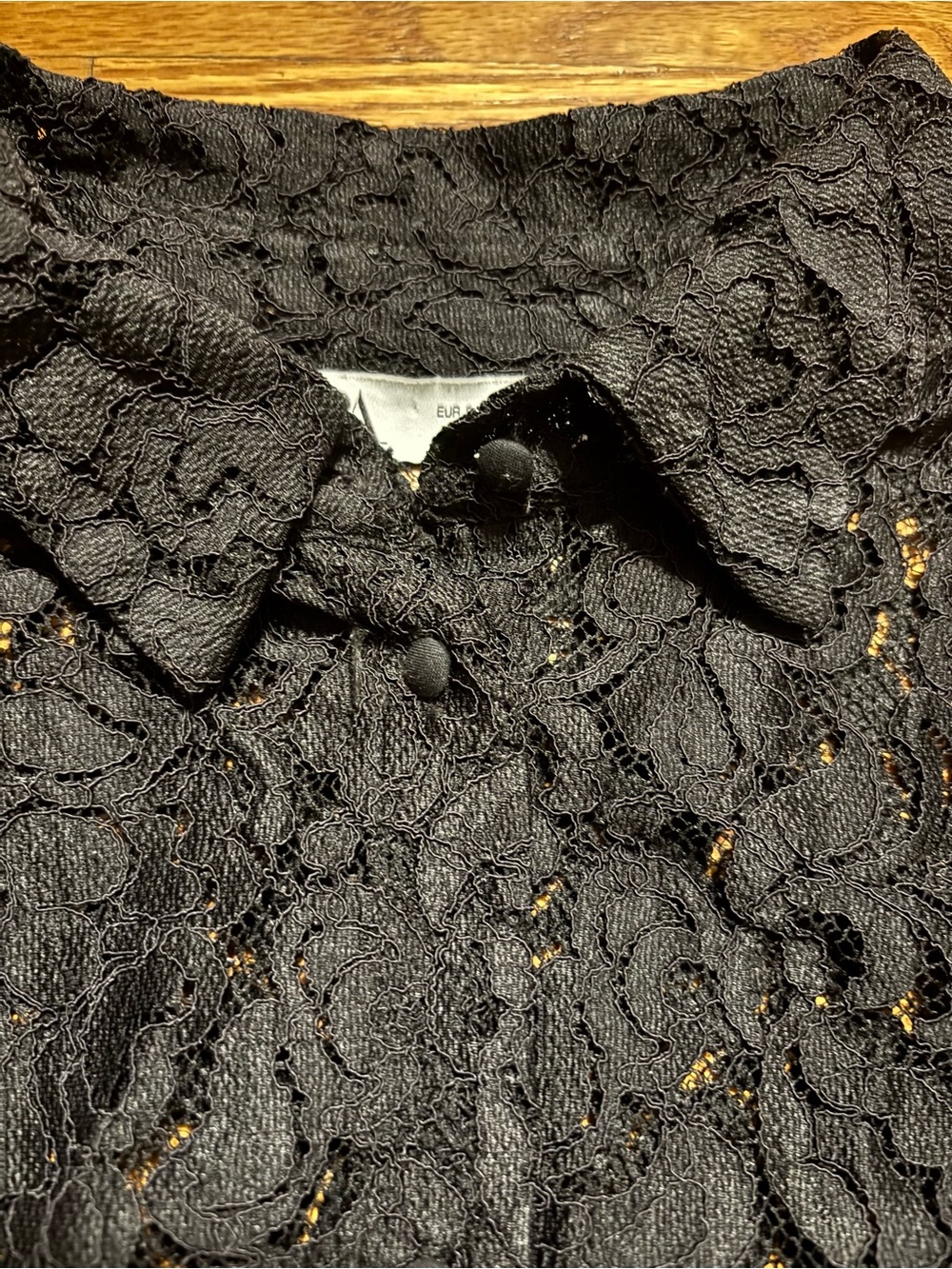 ZARA Black Lace Button-Down Collared Shirt - Picture 5 of 12